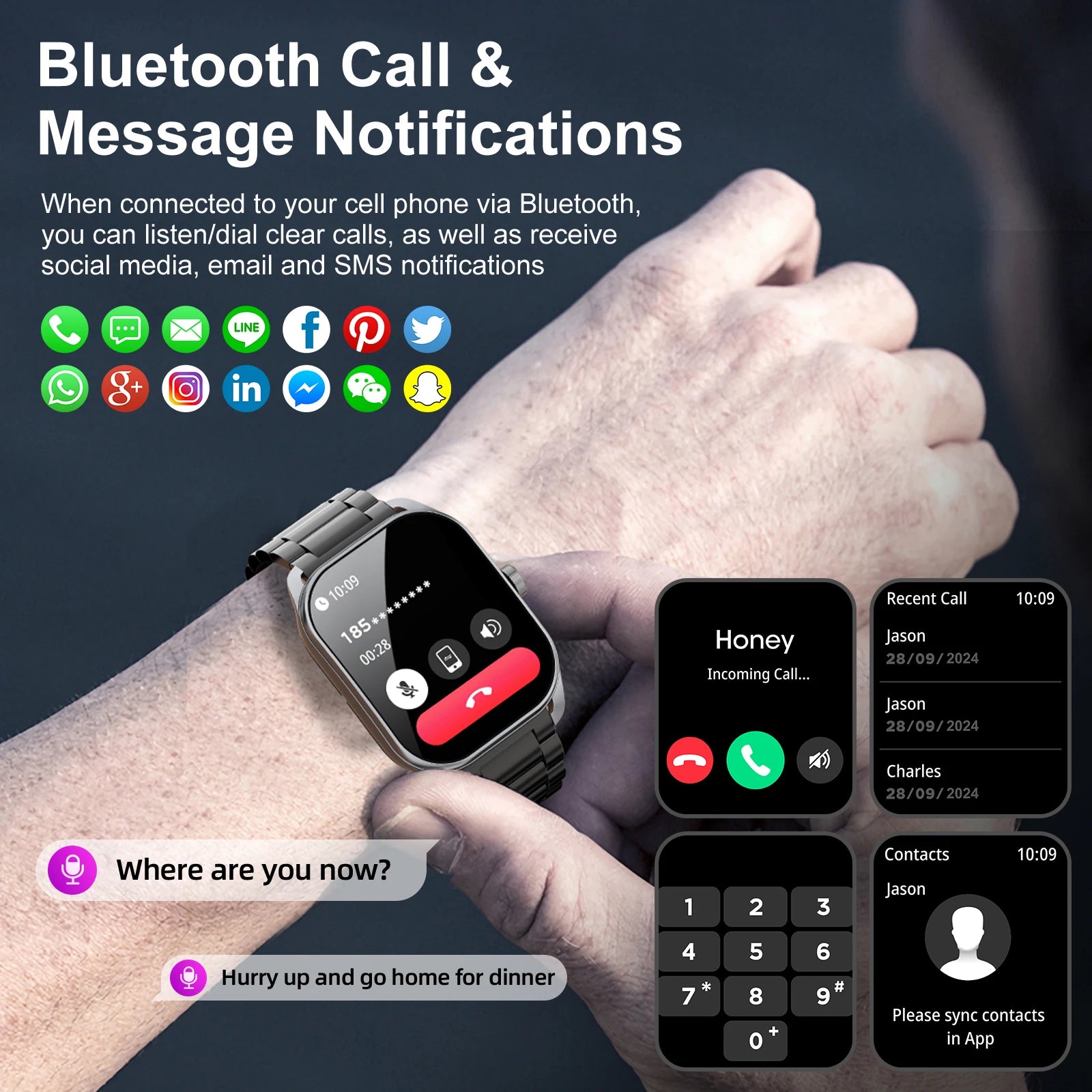 Bluetooth Smartwatch for Men - Curved Display, IP68 Waterproof Fitness Tracker - Gadgion