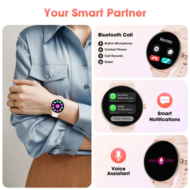 Bluetooth Smartwatch for Men and Women,  Health Monitoring, and IP67 Waterproof Fitness Tracker - Gadgion
