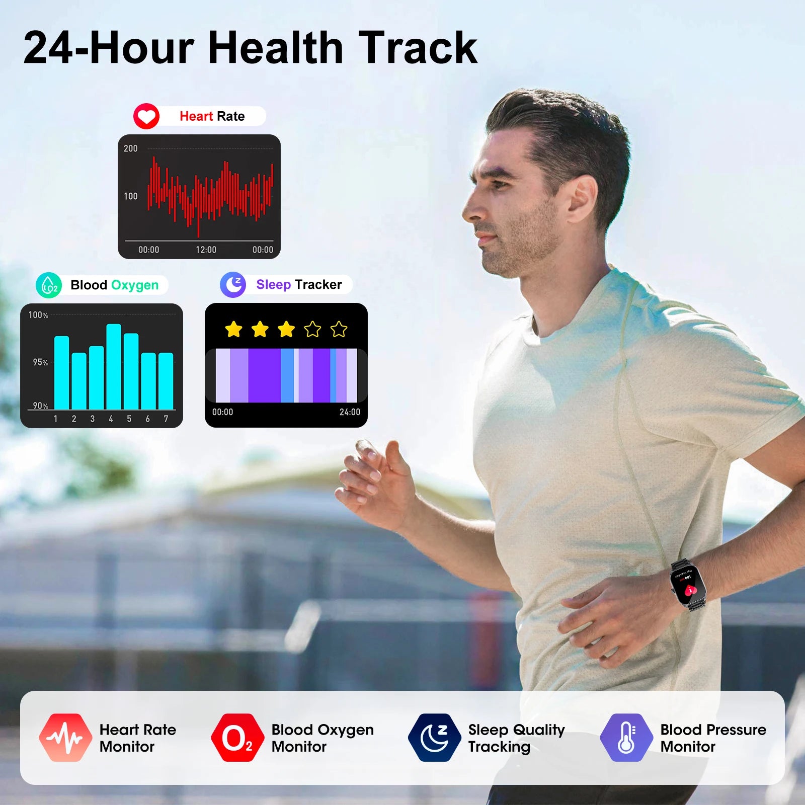 Bluetooth Smartwatch for Men - Curved Display, IP68 Waterproof Fitness Tracker - Gadgion