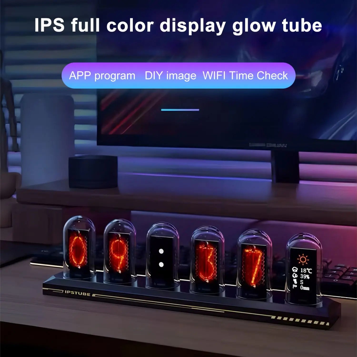 RGB Nixie Tube Clock with LED Glow - DIY Analog Digital Night Light - Gadgion