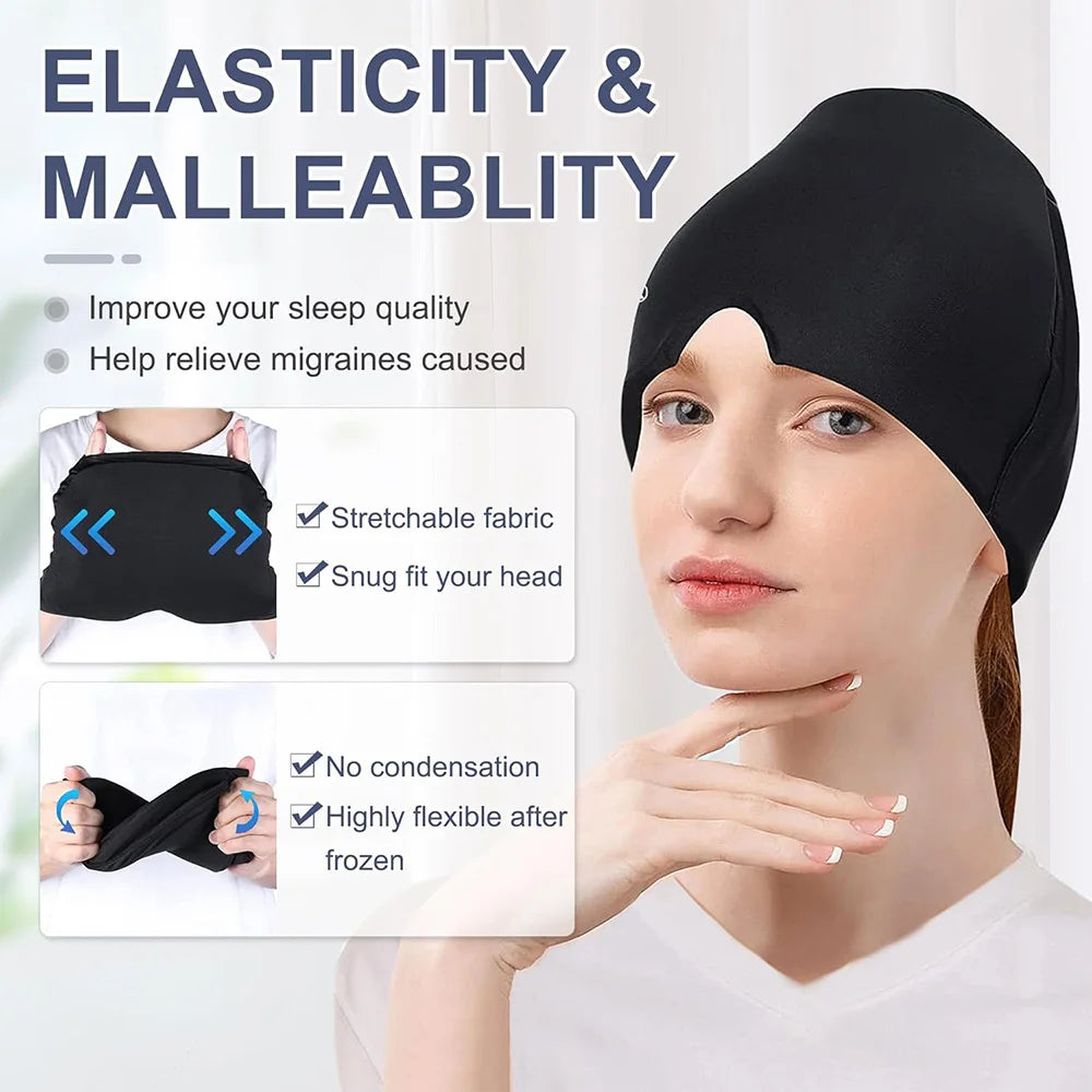 Migraine Relief Cooling Cap - Flexible Cold Therapy for Head and Stress Relief