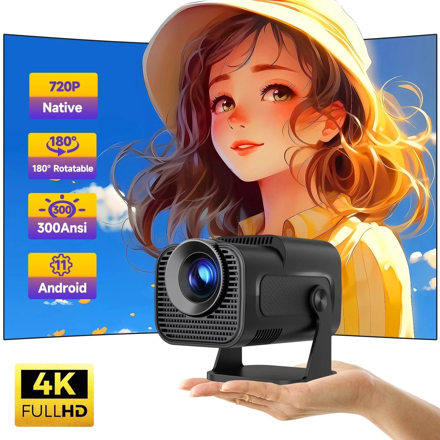 HY320 Mini Portable 720P Android 11 Projector - Gadgion