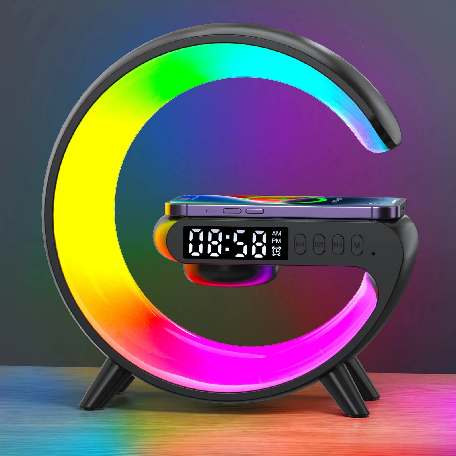 15W Fast Wireless Charging Station with RGB Desk Lamp - Gadgion