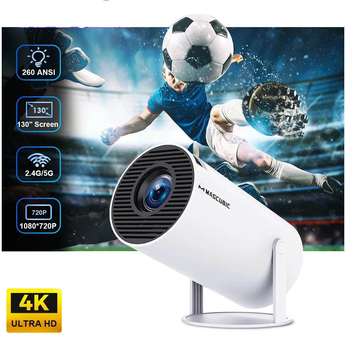 HY300 Pro 4K Portable Mini Projector - Gadgion