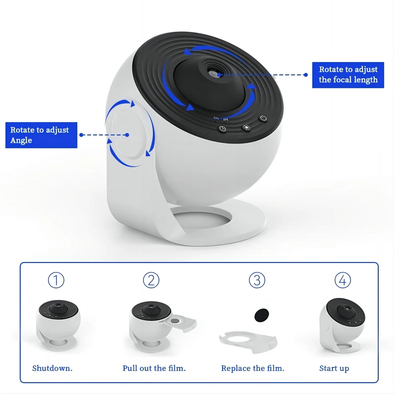 Galaxy Star Projector Night Light - 360° Rotating  Lamp for Kids' Room Decor and Gifts - Gadgion