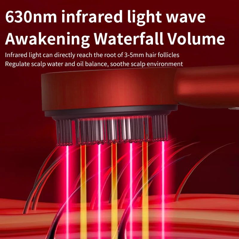 Vibrating Scalp Massager with Red Light Therapy - Gadgion