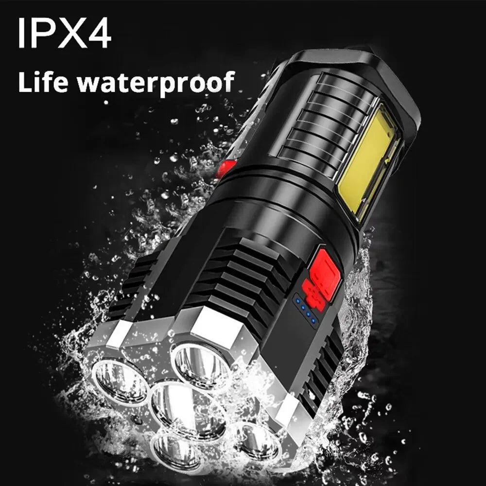 Rechargeable High-Performance Camping Flashlight with Side Light - Gadgion