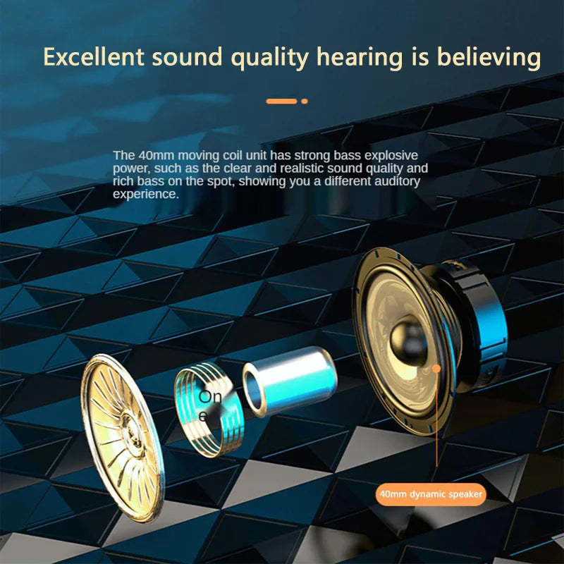 HiFi Wireless Over-Ear Headphones with Mic, Foldable Design - Gadgion