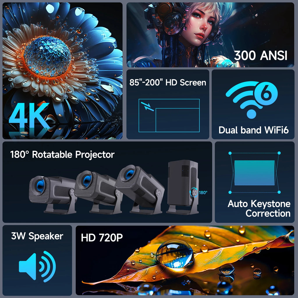 HY320 Mini Portable 720P Android 11 Projector - Gadgion