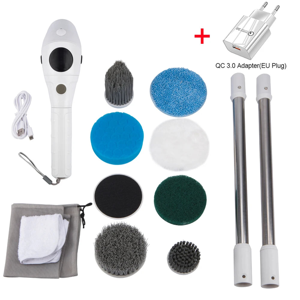 Multifunctional 8-in-1 Wireless Electric Cleaning Brush - with LED Display - Gadgion