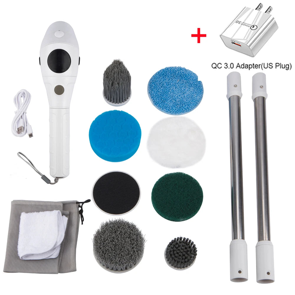 Multifunctional 8-in-1 Wireless Electric Cleaning Brush - with LED Display - Gadgion
