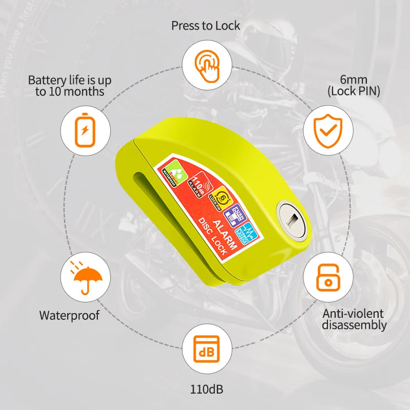 Anti-Theft Motorcycle/Bicycle Alarm Lock – Aluminum Disc Padlock - Gadgion