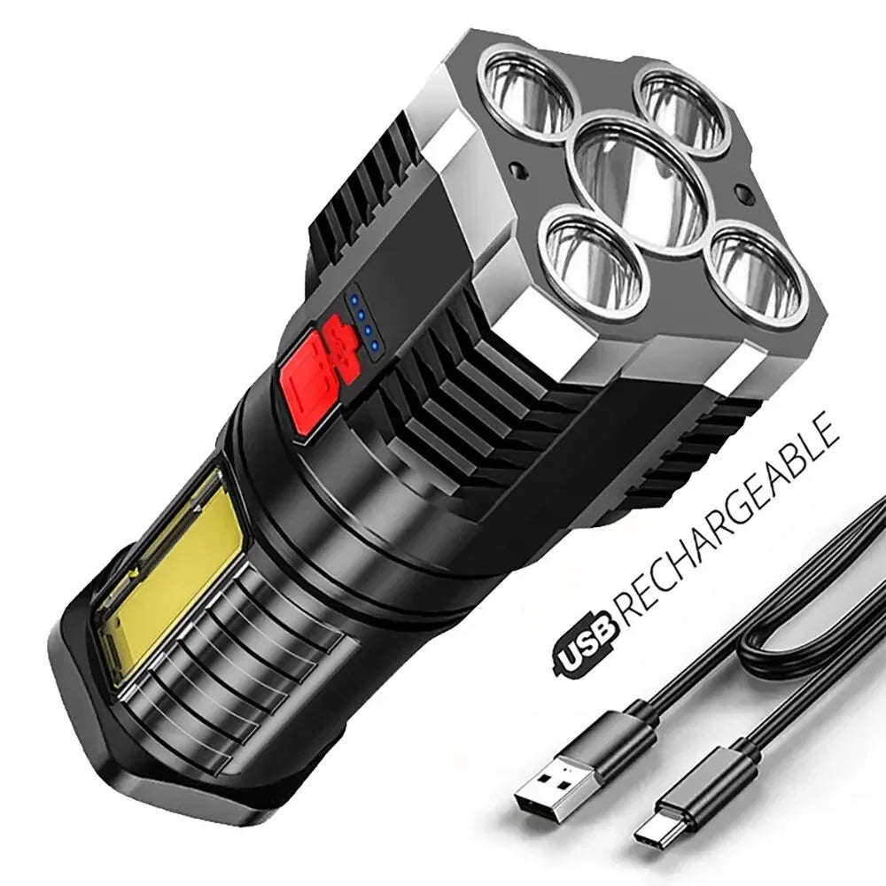 Rechargeable High-Performance Camping Flashlight with Side Light - Gadgion