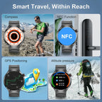 Advanced Bluetooth Smartwatch with Heart Rate Monitor, NFC, GPS, and IP68 Waterproof - Gadgion