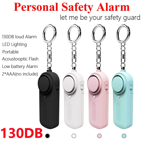 130db Women Personal Defense Siren with Light & Keychain Attachment - Gadgion
