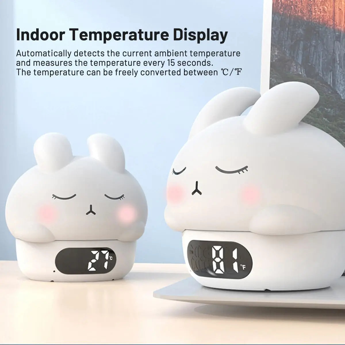 Adorable Bunny LED Alarm Clock with Night Light for Kids - Gadgion