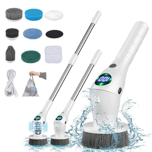 Multifunctional 8-in-1 Wireless Electric Cleaning Brush - with LED Display