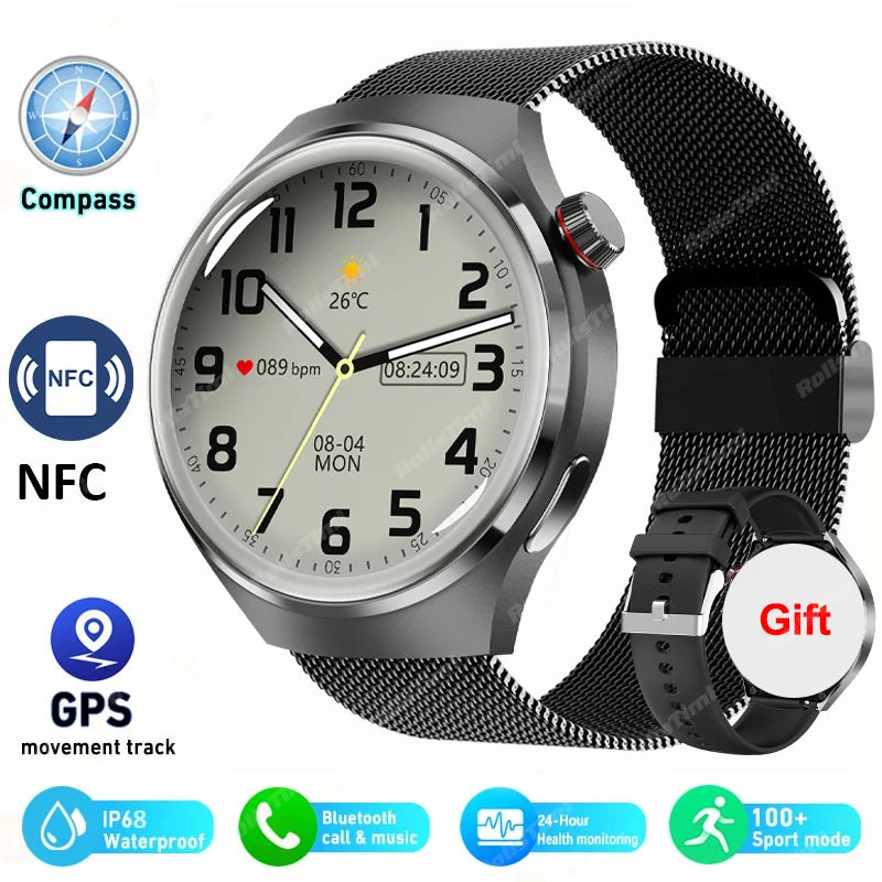 Advanced Bluetooth Smartwatch with Heart Rate Monitor, NFC, GPS, and IP68 Waterproof - Gadgion