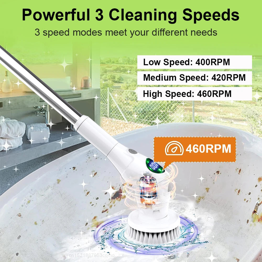 Multifunctional 8-in-1 Wireless Electric Cleaning Brush - with LED Display - Gadgion