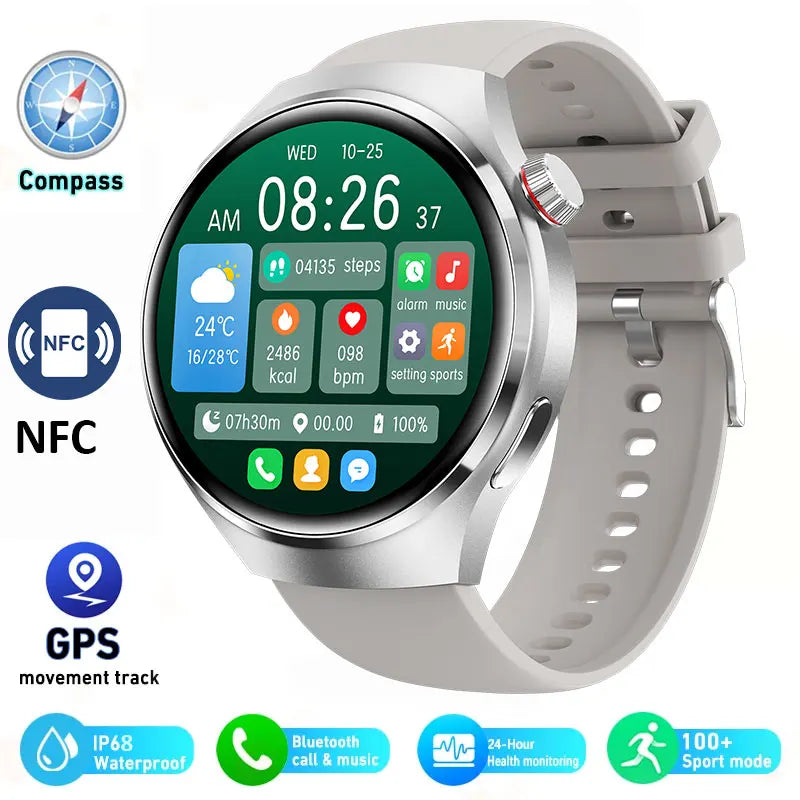 Advanced Bluetooth Smartwatch with Heart Rate Monitor, NFC, GPS, and IP68 Waterproof - Gadgion