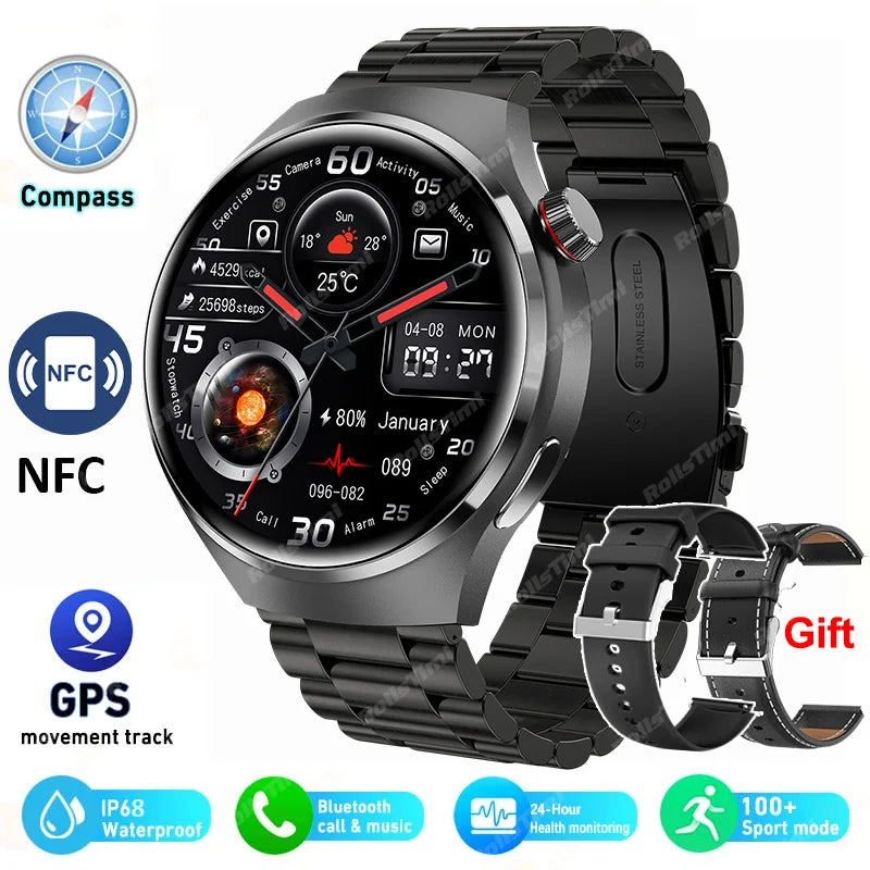 Advanced Bluetooth Smartwatch with Heart Rate Monitor, NFC, GPS, and IP68 Waterproof - Gadgion