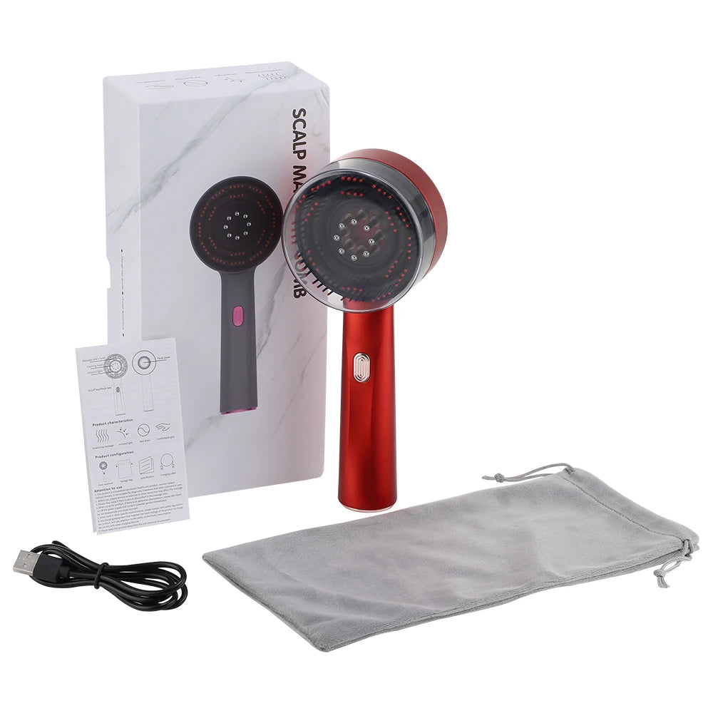 Vibrating Scalp Massager with Red Light Therapy - Gadgion