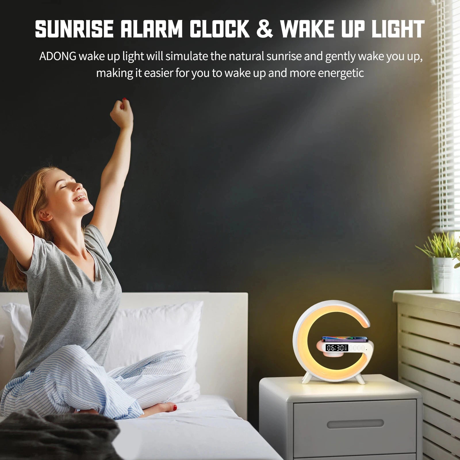 15W Fast Wireless Charging Station with RGB Desk Lamp - Gadgion