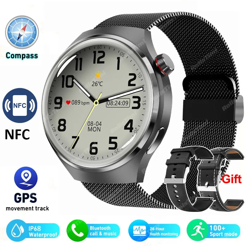 Advanced Bluetooth Smartwatch with Heart Rate Monitor, NFC, GPS, and IP68 Waterproof - Gadgion