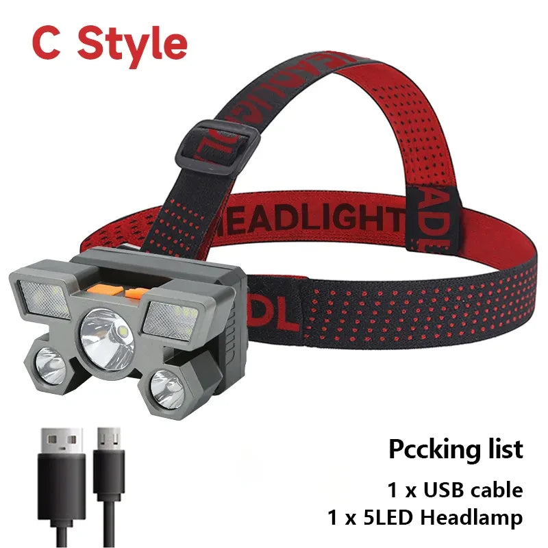 Rechargeable Waterproof Headlamp for Camping, Fishing & Outdoor Adventures - Gadgion
