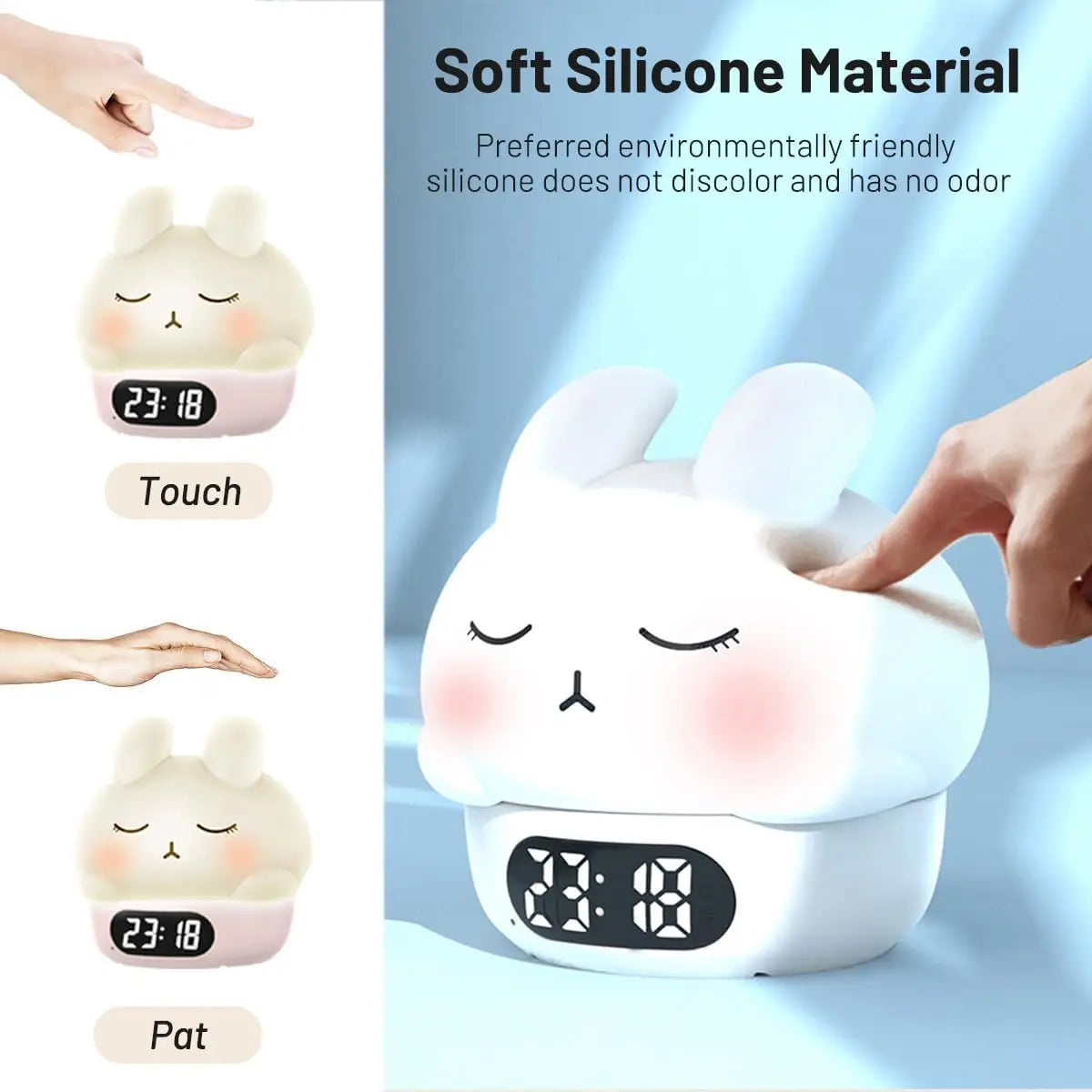 Adorable Bunny LED Alarm Clock with Night Light for Kids - Gadgion