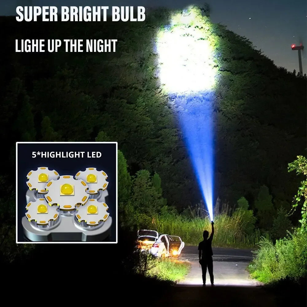 Rechargeable High-Performance Camping Flashlight with Side Light - Gadgion