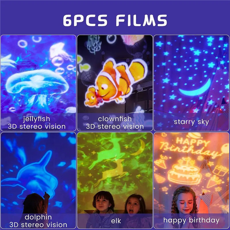 OceanWave Star Projector with 6 Unique Patterns for Bedroom and Event Decor - Gadgion