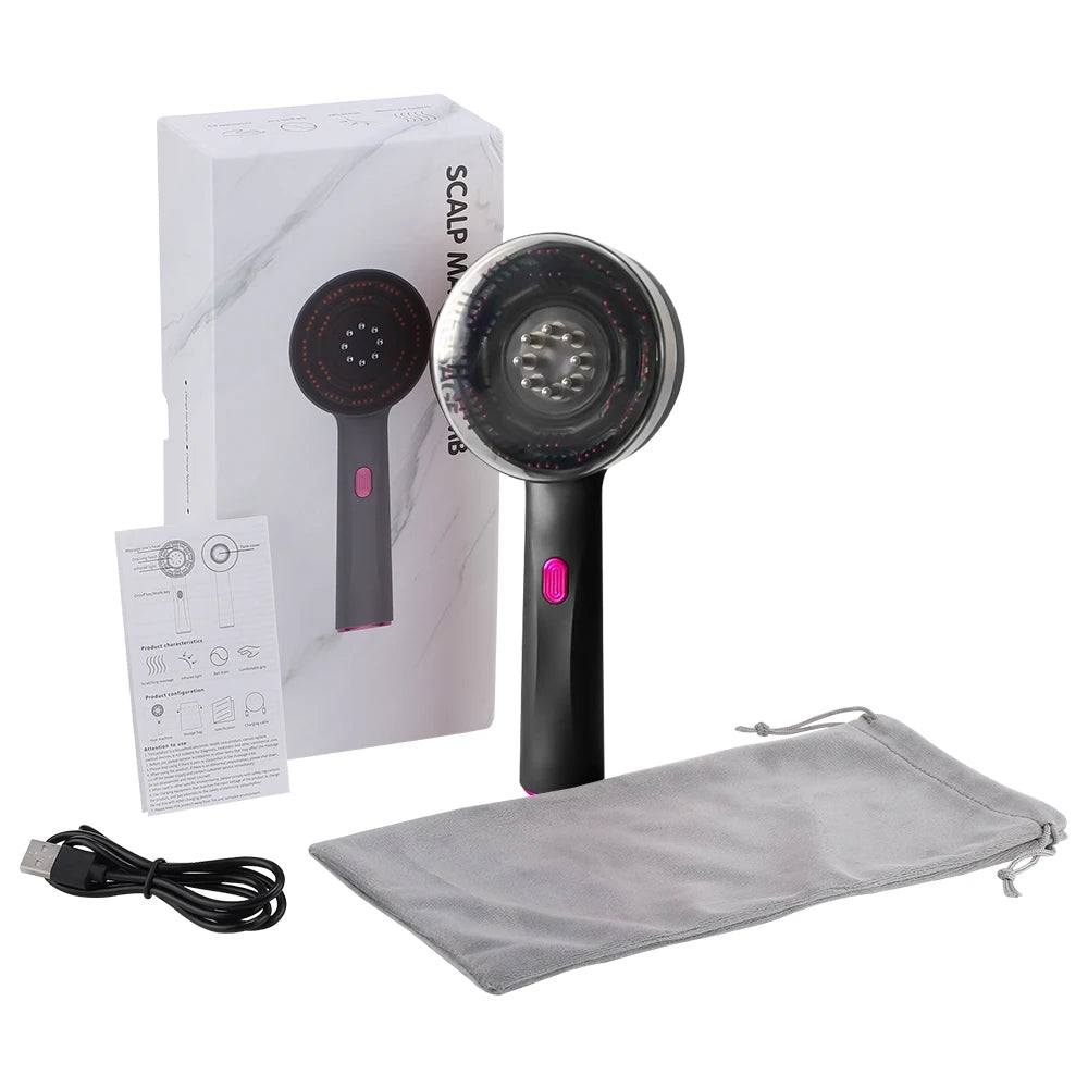 Vibrating Scalp Massager with Red Light Therapy - Gadgion