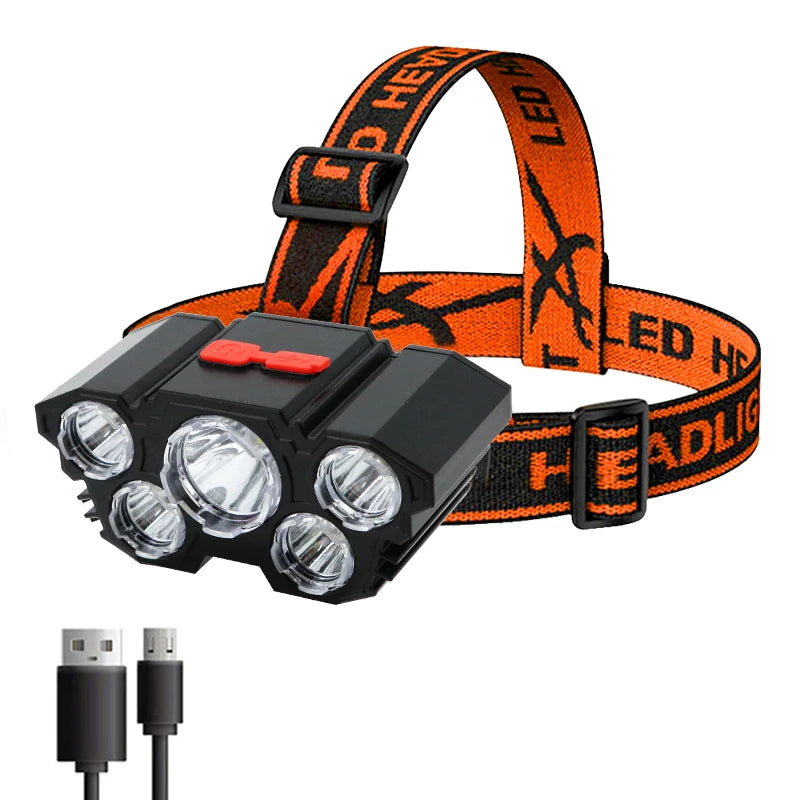 Rechargeable Waterproof Headlamp for Camping, Fishing & Outdoor Adventures - Gadgion