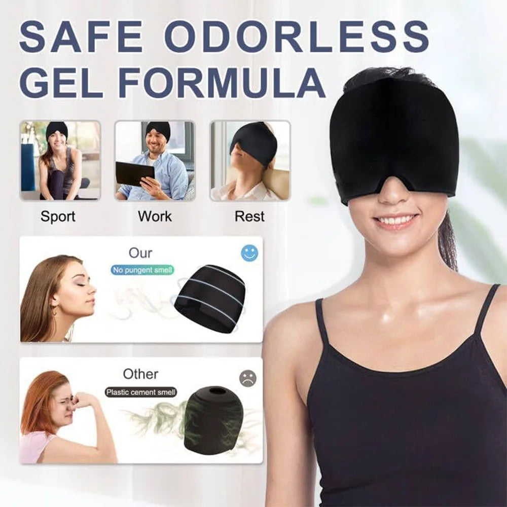 Migraine Relief Cooling Cap - Flexible Cold Therapy for Head and Stress Relief - Gadgion