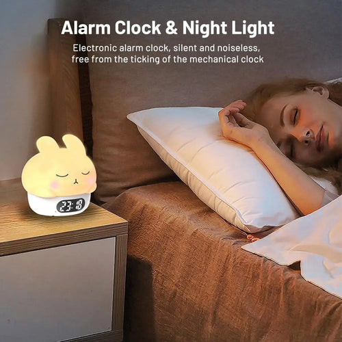 Adorable Bunny LED Alarm Clock with Night Light for Kids - Gadgion