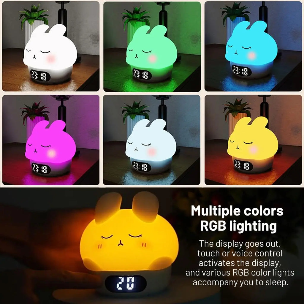 Adorable Bunny LED Alarm Clock with Night Light for Kids - Gadgion