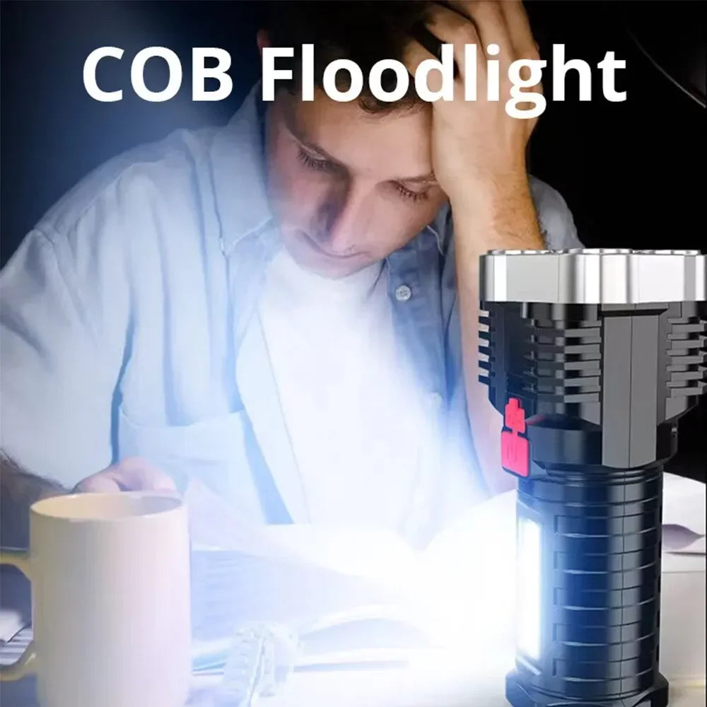 Rechargeable High-Performance Camping Flashlight with Side Light - Gadgion