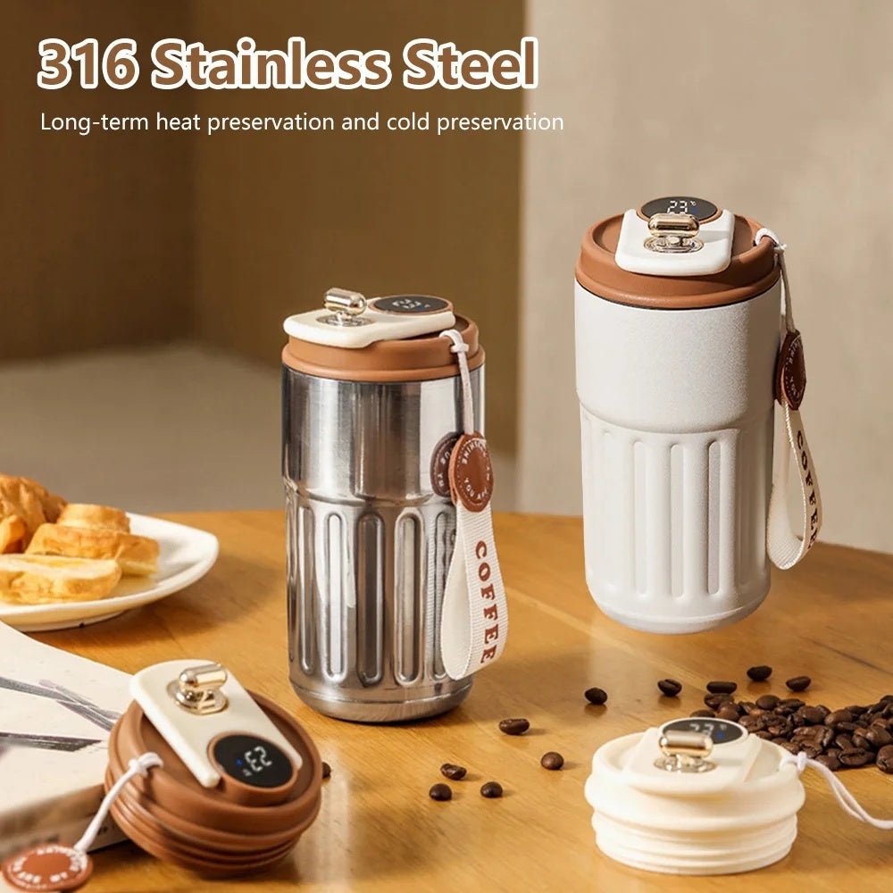 Smart Digital Thermal Bottle Portable Coffee Mug - Gadgion